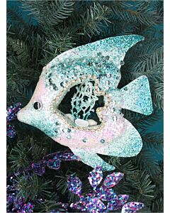 Gisela Graham - Turquoise Glittered Fish w Coral